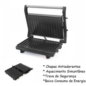 Grill Elétrico Sanduicheira 2 Chapas Antiaderentes 110volts