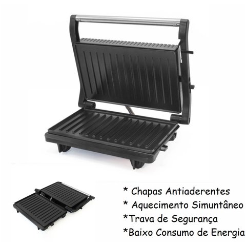 Grill Elétrico Sanduicheira 2 Chapas Antiaderentes 110volts