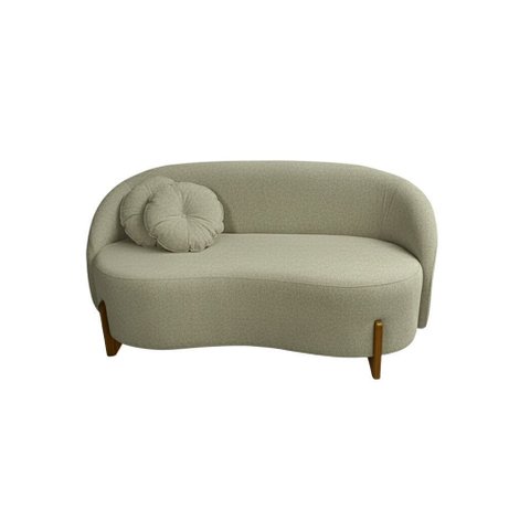 Sofá Orgânico 2LUGARES c/2ALMOFADAS Curvo Recepção Amsterdã Boucle Verde Oliva - Montanaris Decor