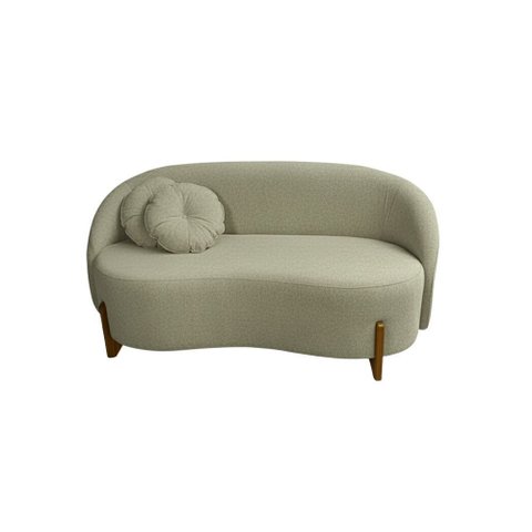 Sofá Orgânico 2lugares C/2almofadas Curvo Recepção Amsterdã Boucle Verde Oliva - Montanaris Decor