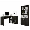 Ver imagem 1 de Conjunto para Escritorio com Mesa em L Nt2060 e Armário Multiuso Preto Notável Móveis