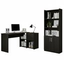Ver imagem 1 de Conjunto para Escritorio com Mesa em L Nt2060 e Armário Multiuso Preto Notável Móveis