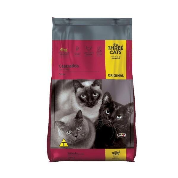 Ração Three Cats Gatos Castrados Original 10,1Kg