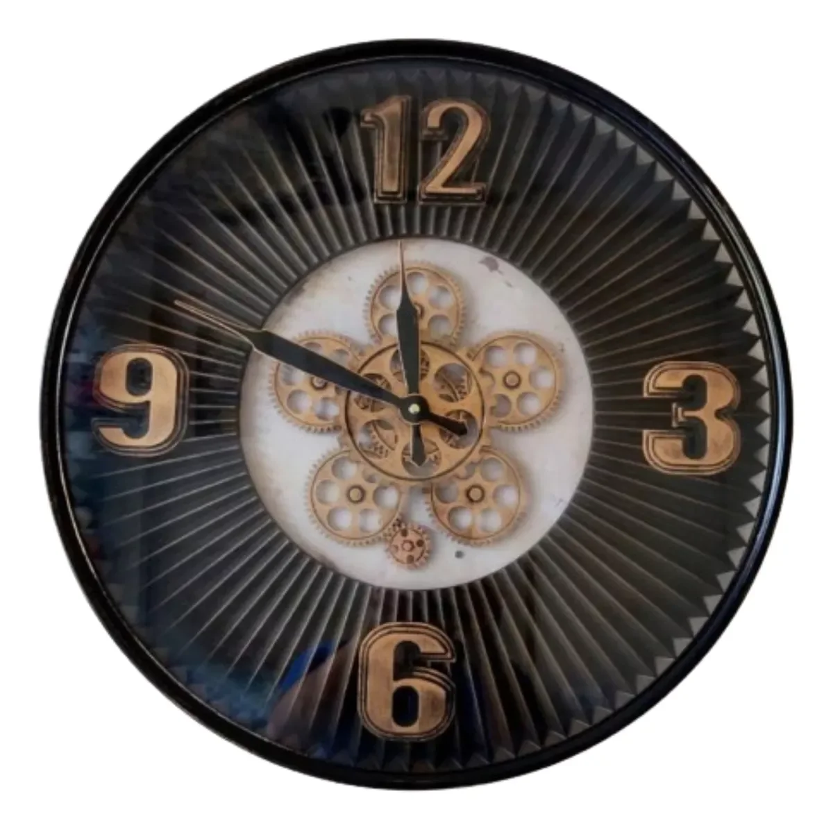 Relógio de Parede 3d Industrial Preto com Dourado 51cm - 1