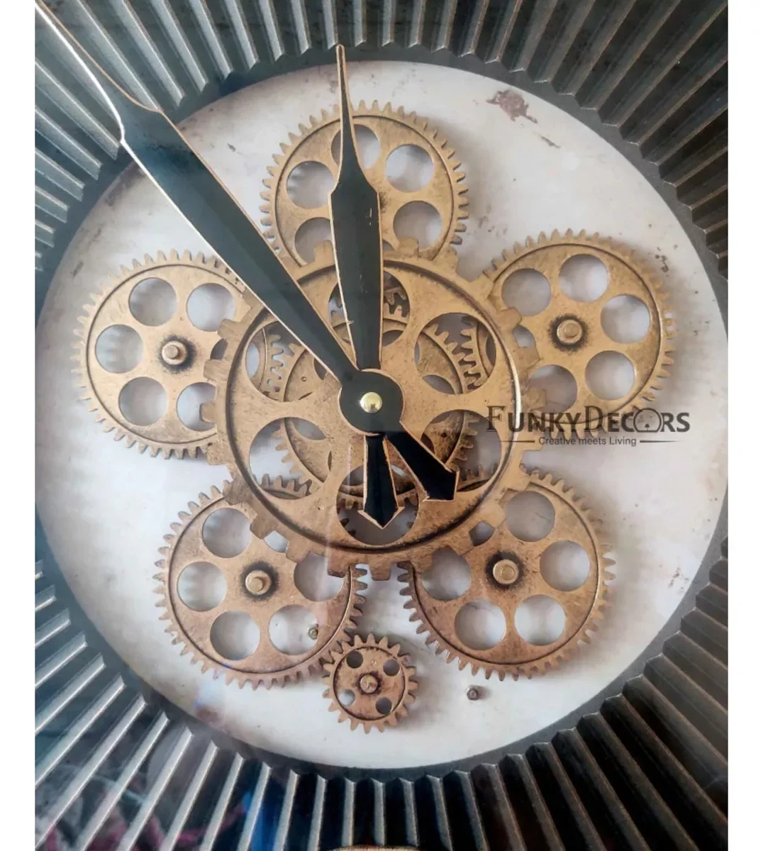 Relógio de Parede 3d Industrial Preto com Dourado 51cm - 3