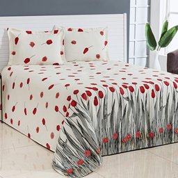 Kit Cobre Leito Casal Queen Bella Piquet 03 Peças Tulipa Vermelha - 1