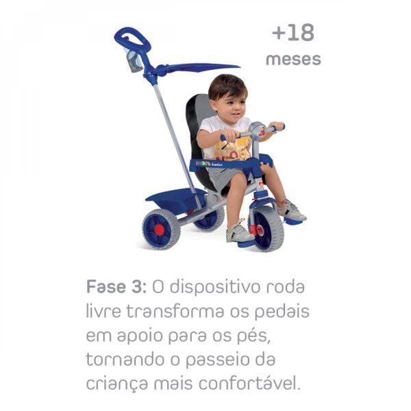 Triciclo Infantil Bandeirante Smart Comfort 3 em 1 Pedal e Passeio