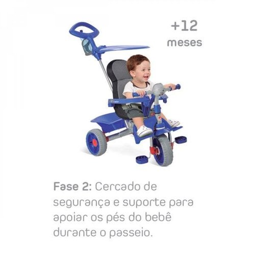 267 - Triciclo Smart Azul Com Empurrador e Capota- Brinquedos Bandeirante -  Fantasy Play Brinquedos Tudo em Playground 