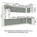 Ver imagem 4 de Armário de Cozinha Planejada de Canto 499cm Branco/Cinza Agata Madesa 01
