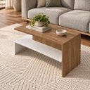 Ver imagem 4 de Mesa de Centro Mezza Branco com Freijó para Sala e Quarto