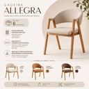 Ver imagem 3 de Kit 6 Cadeiras de Jantar Allegra Madeira Maciça Estofada Tecido p/ Sala Confortavel Moderna:Corino m