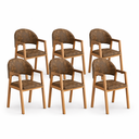 Ver imagem 1 de Kit 6 Cadeiras de Jantar Allegra Madeira Maciça Estofada Tecido p/ Sala Confortavel Moderna:Corino m