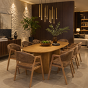 Ver imagem 2 de Kit 6 Cadeiras de Jantar Allegra Madeira Maciça Estofada Tecido p/ Sala Confortavel Moderna:Corino m