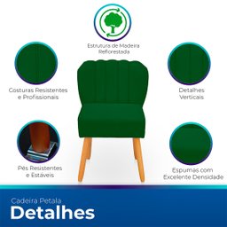 Cadeira Pétala para Sala de Jantar Confortável e Reforçada Suede - 3