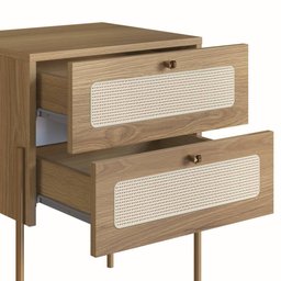 Mesa de Cabeceira 2 Gavetas Palhinha Pés metálicos 28933 Oslo Artesano - 3