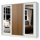 Ver imagem 2 de Guarda-Roupa Casal 100% MDF Madesa Eros 3 Portas de Correr com Espelhos Branco/Branco/Rustic Cor:Bra
