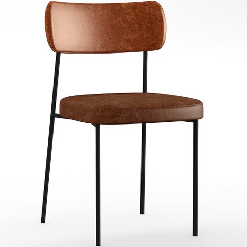 Cadeira para Cozinha Sala de Jantar Melina L02 Couríssimo Camel Couríssimo Marrom - Lyam Decor