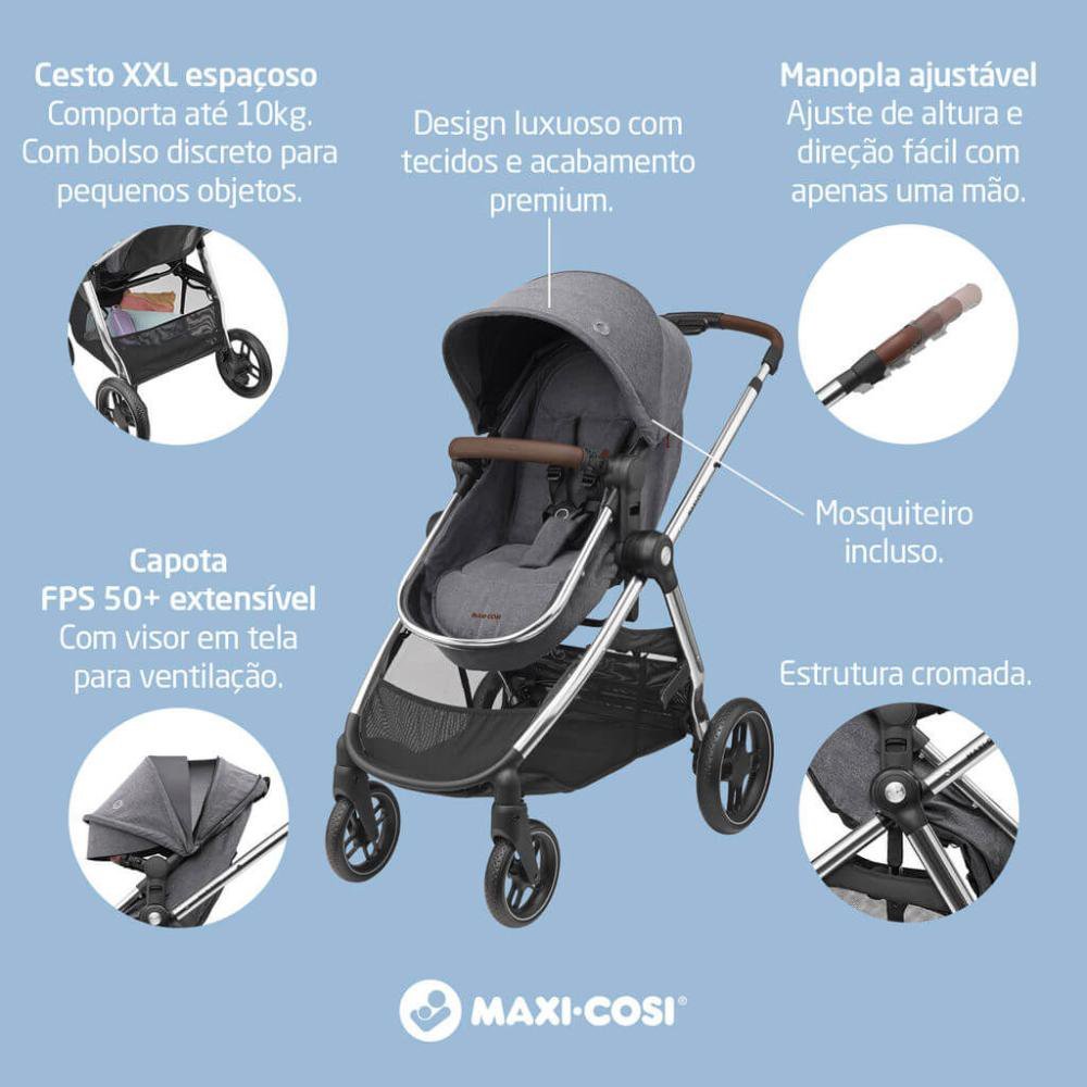 Carrinho com Bebê Conforto Travel System Anna Luxe Trio Twillic Grey Maxi-Cosi - 3