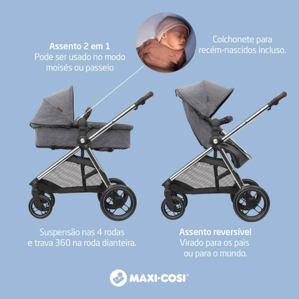 Carrinho com Bebê Conforto Travel System Anna Luxe Trio Twillic Grey Maxi-Cosi - 4