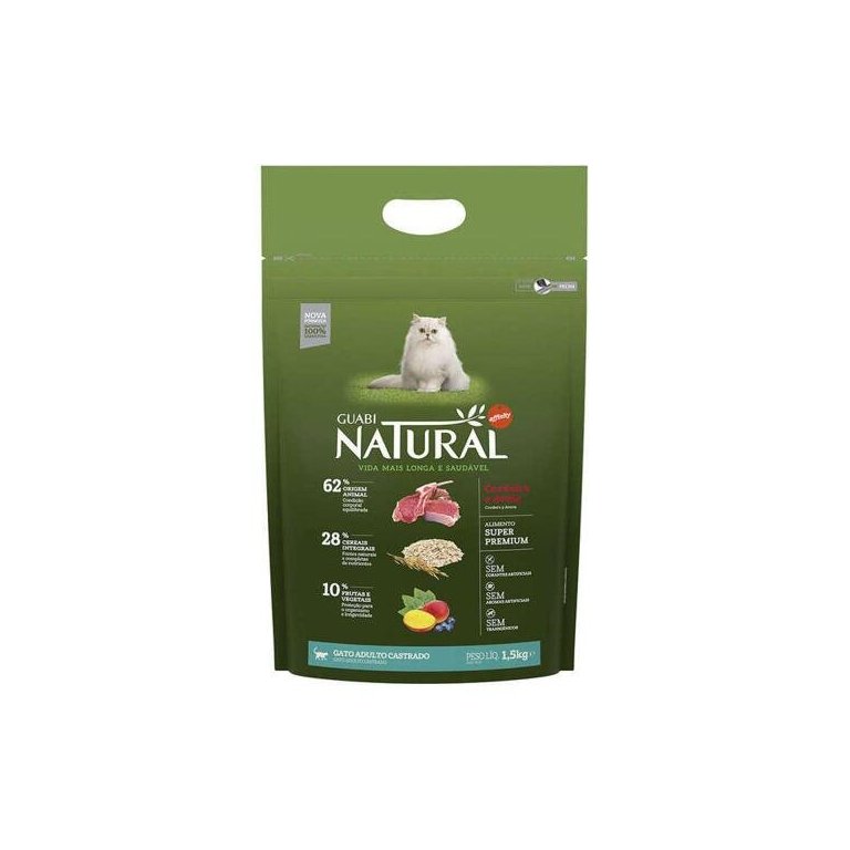 Ração Guabi Natural Gatos Castrados Cordeiro/Aveia 1,5Kg Ração Guabi Natural Gatos Castrados Cordeiro/Aveia 1,5Kg