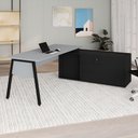 Ver imagem 1 de Mesa Gerente Dinâmica em L 2,00 m X 1,70 m com Tampo Chanfrado 45° Pés Cavalete e Armário