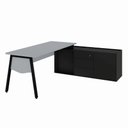 Ver imagem 2 de Mesa Gerente Dinâmica em L 2,00 m X 1,70 m com Tampo Chanfrado 45° Pés Cavalete e Armário