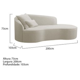 Divã Recamier Curvo Sala de Estar Inglaterra Lado Direito 200cm Linho Bege - Incasa Decor - 6