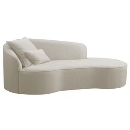 Divã Recamier Curvo Sala de Estar Inglaterra Lado Direito 200cm Linho Bege - Incasa Decor - 1