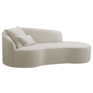 Divã Recamier Curvo Sala de Estar Inglaterra Lado Direito 200cm Linho Bege - Incasa Decor