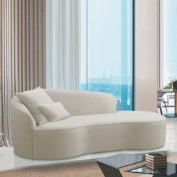 Divã Recamier Curvo Sala de Estar Inglaterra Lado Direito 200cm Linho Bege - Incasa Decor - 2