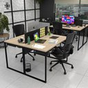 Ver imagem 1 de Escrivaninha Mesa Escritório com Gavetas 1 Gaveta 2 Lugares 120cm Industrial Carvalho e Preto Bege