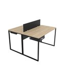 Ver imagem 2 de Escrivaninha Mesa Escritório com Gavetas 1 Gaveta 2 Lugares 120cm Industrial Carvalho e Preto Bege