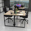 Ver imagem 5 de Escrivaninha Mesa Escritório com Gavetas 1 Gaveta 2 Lugares 120cm Industrial Carvalho e Preto Bege