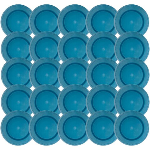 Kit 25 Pratos Plásticos Redondo Duro Refeições Sobremesa