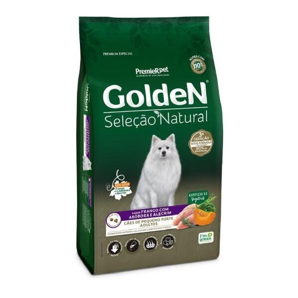 Ração Golden Cães Seleção Nat Adultos Raças Pequ Abóbora 3Kg