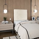 Ver imagem 1 de Cabeceira Cama Box Reta Solteiro 90cm Luna Corino C/frame Bege