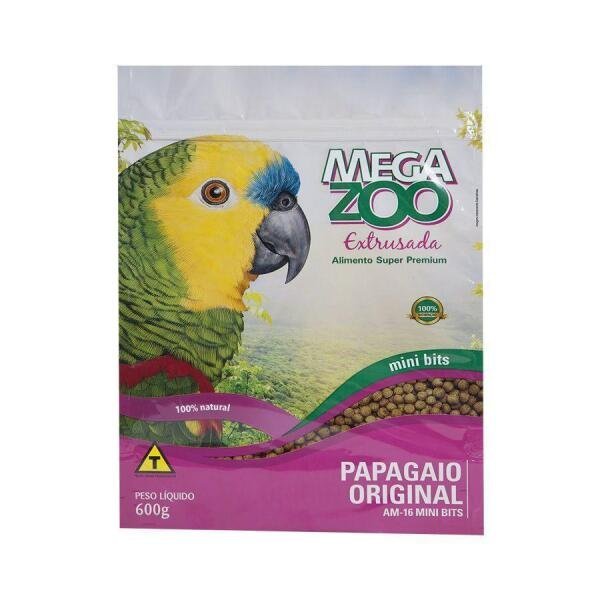 Ração Megazoo Extrusada Para Papagaio Mini 600Gr (Am-16)