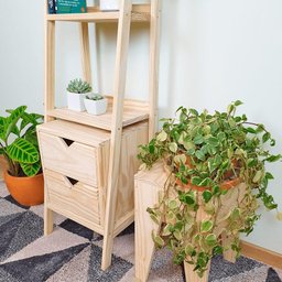 Conjunto Estante Vitória com Nicho Gaveteiro em Madeira de Pinus Natural - 4