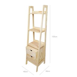 Conjunto Estante Vitória com Nicho Gaveteiro em Madeira de Pinus Natural - 3