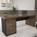 Ver imagem 2 de Mesa para Escritório 4 Gavetas Lado Esquerdo 180cm Tamburato Executiva A06 Marrom/Preto - Mpozenato