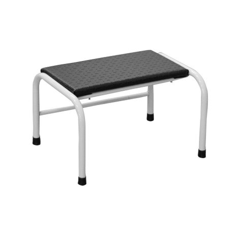 Escadinha Multiuso 1 Degrau Piso em Mdf com Emborrachado Antiderrapante Cor Branca Combo Stock