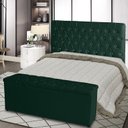 Ver imagem 2 de Kit de Quarto Cabeceira de Cama Box e Calçadeira Baú Bella Casal Queen 160 Cm Suede Botão Strass Ver