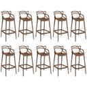 Ver imagem 1 de Kit 10 Banquetas Allegra com Encosto Design Cozinha/bancada - Marrom