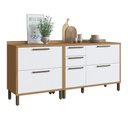 Ver imagem 1 de Armário de Cozinha com Balcão e Tampo 3 Portas 4 Gavetas Pérola 100% Mdf Vidro Reflecta Amêndoa/bran