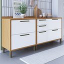 Ver imagem 2 de Armário de Cozinha com Balcão e Tampo 3 Portas 4 Gavetas Pérola 100% Mdf Vidro Reflecta Amêndoa/bran
