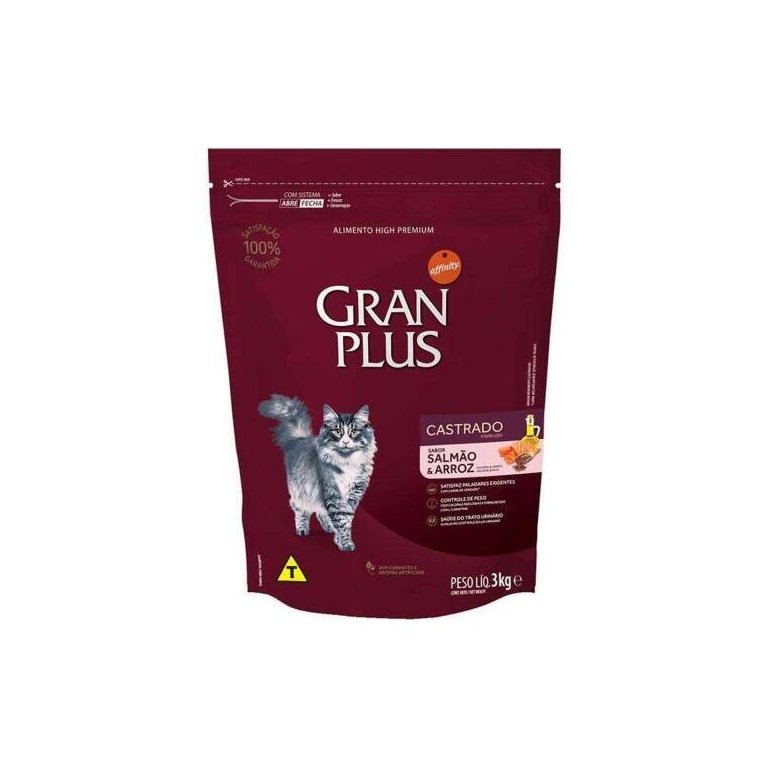 Ração Gran Plus Gatos Castrados Salmão/Arroz 3Kg