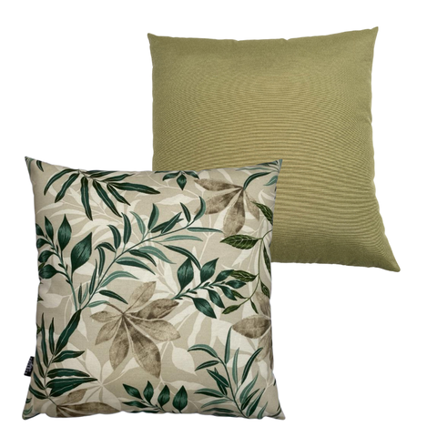 Almofadas Cheias Impermeável Antimofo Antiácaro Área Externa Kit 2 45CMX45CM:Folha Verde e Verde Oli