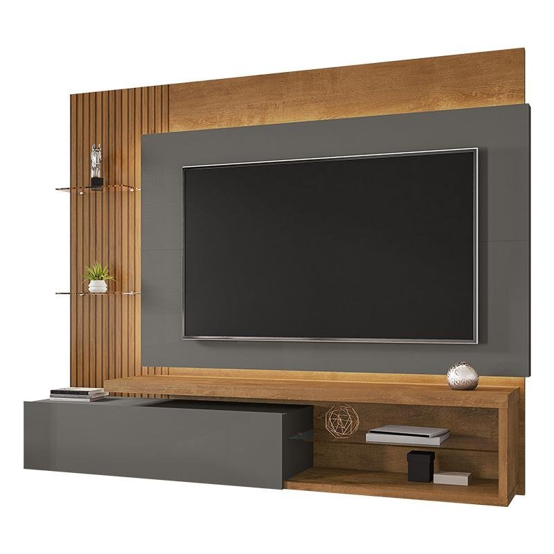 Painel Sala Copacabana para TV até 65 Polegadas Naturale/Titanium/Ripado Menor preço em Painel Sala Copacabana para TV até 65 Polegadas Naturale/Titanium/Ripado