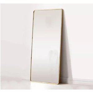 Espelho Retangular Moldura em Alumínio 170cm X 60cm E14 Grande Corpo Inteiro Dourado