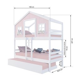 Treliche Casinha Dos Sonhos Madeira Maciça Rosa/ Branco Megamobilia - 3